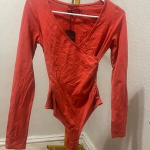 n:PHILANTHROPY Red Long Sleeve Bodysuit